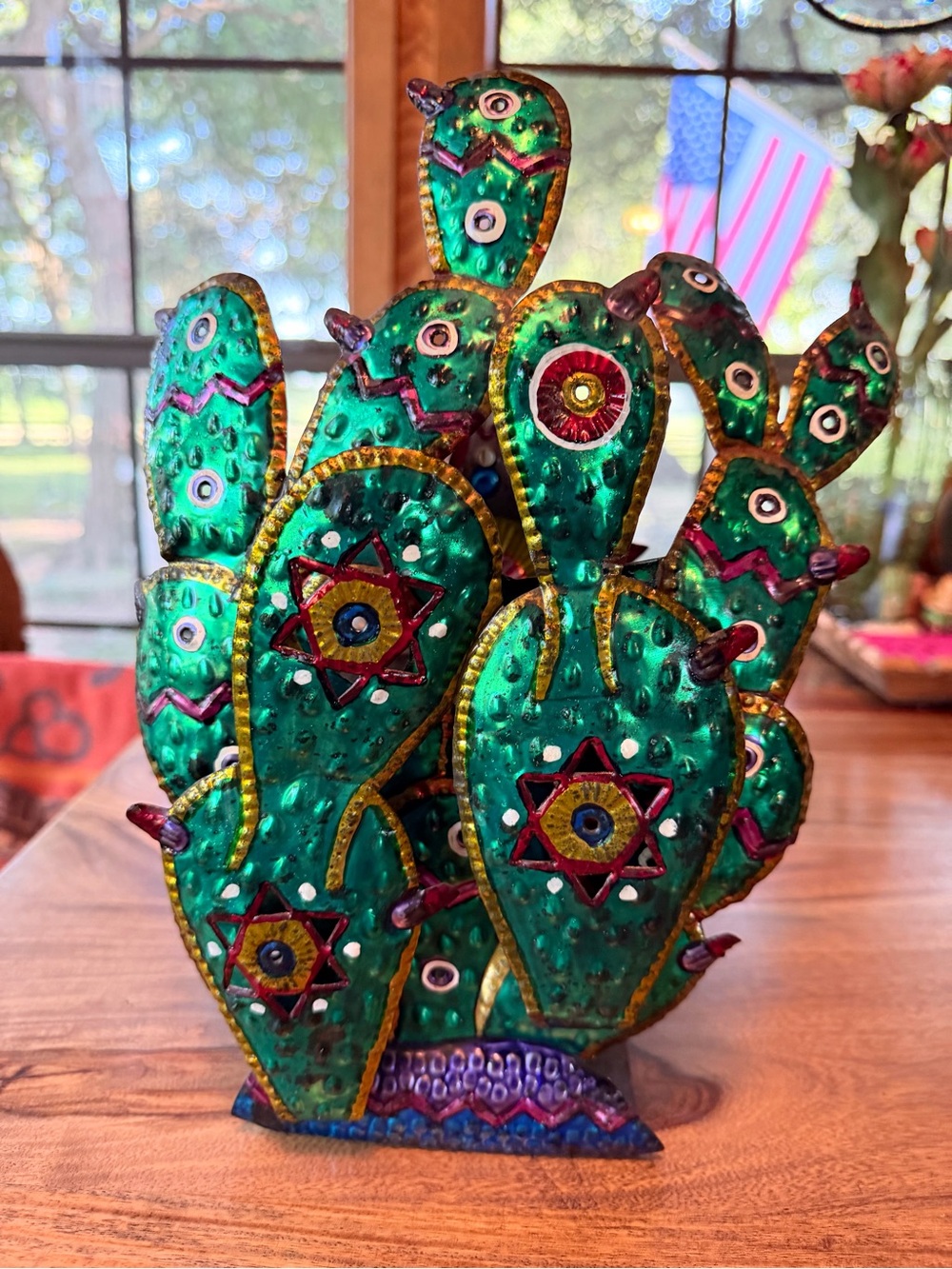 Vintage Mexican Folk Art Punched Tin Candle Holder